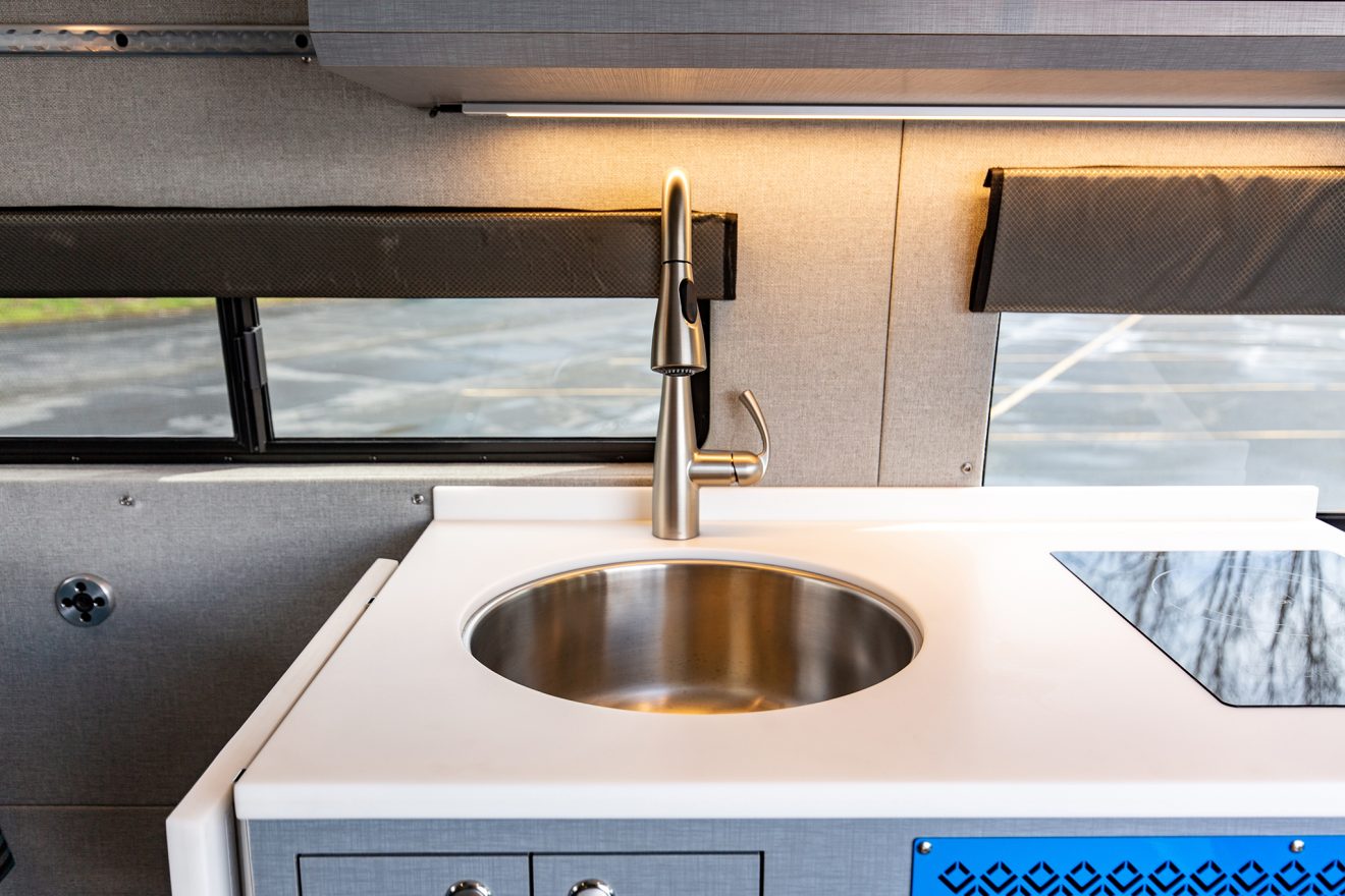 Stainless steel sink with Corian countertop