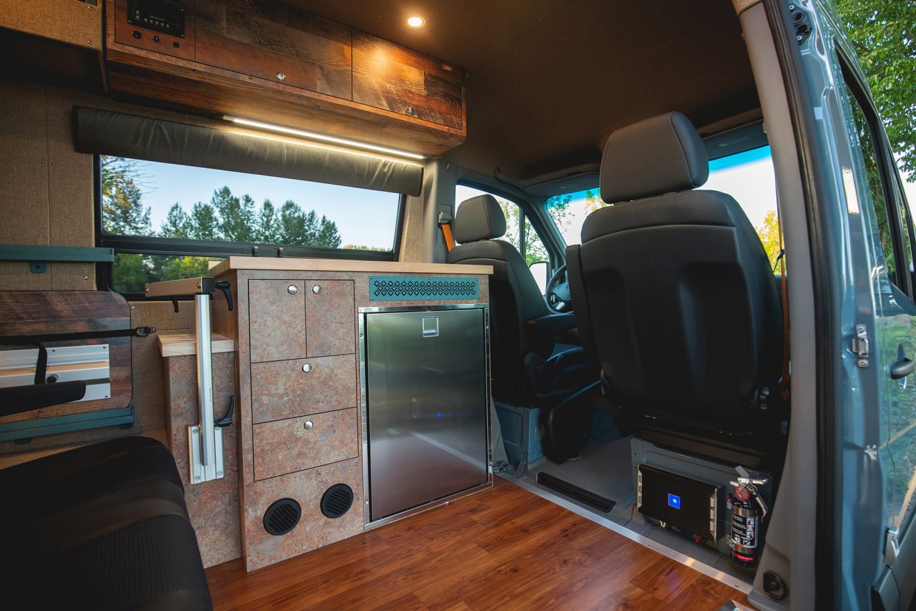 custom van conversion timiled 2018 mercedes benz sprinter 144 4wd seat four sleep three interior